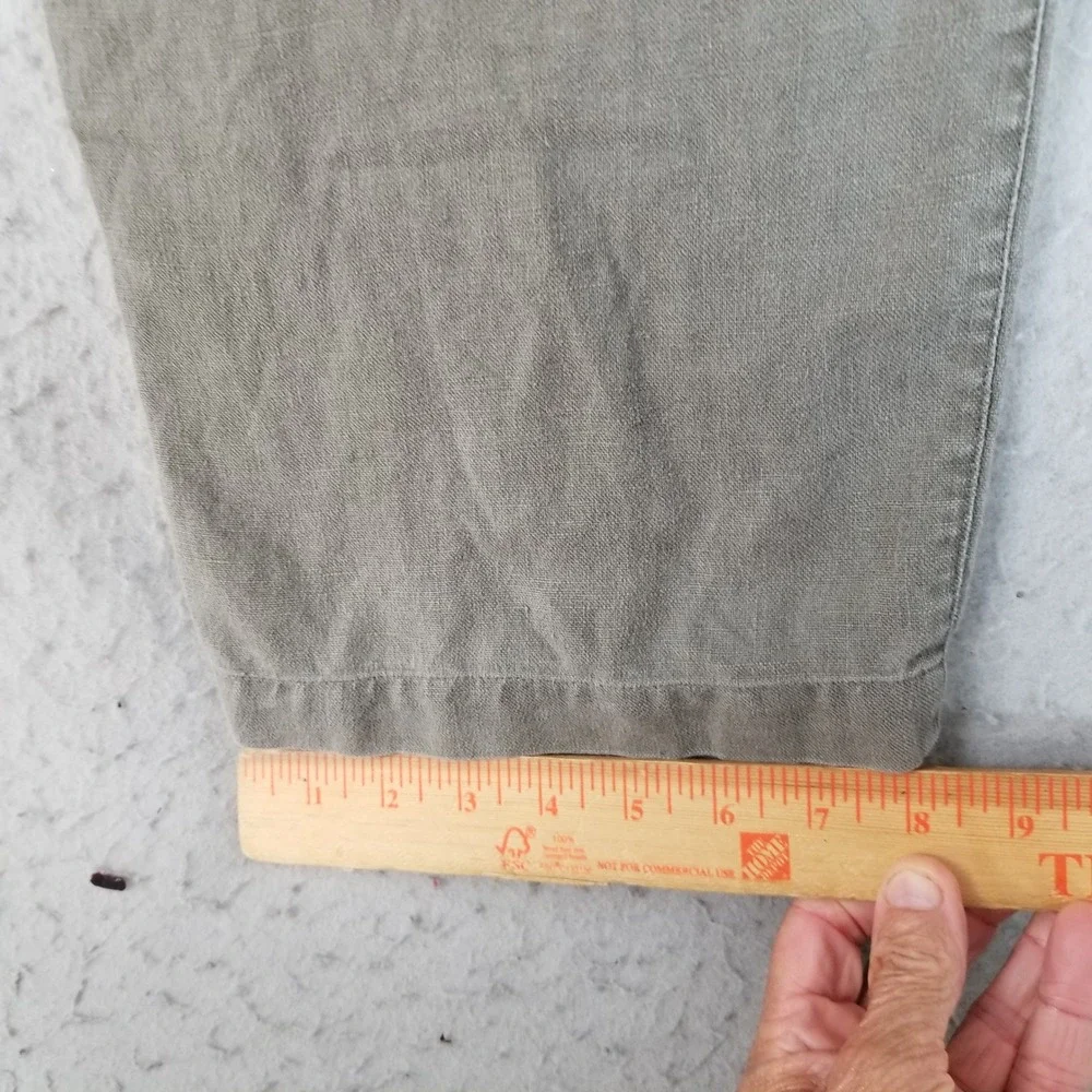 Tasso Elba Pants Mens S Green 100% Linen Drawstring Waist Straight Leg Casual
